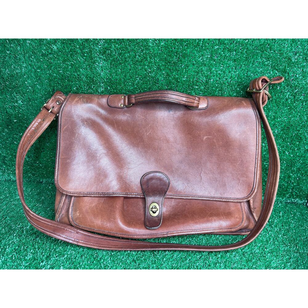 Vintage Coach Metropolitan Brown Leather Messenger Laptop Briefcase Bag